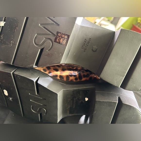 Stuart Weitzman Cheetah Calf Pony Hair Norah Chunk Heel Boots 38 7.5C - Picture 6 of 6